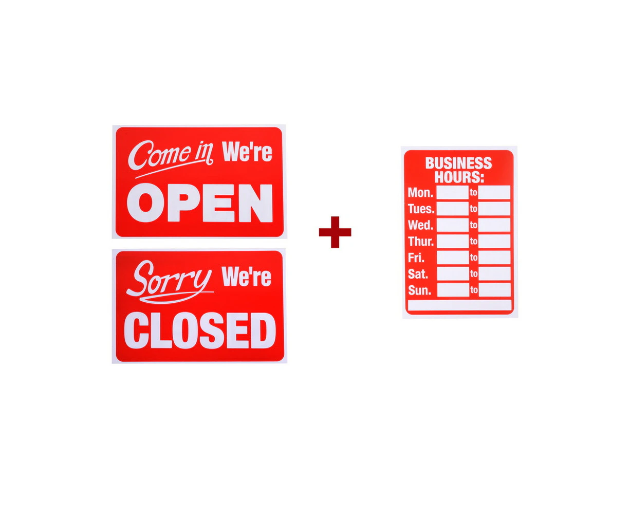 Open Close Business Hours Sign Office Business Shop Door Restaurant Window Table