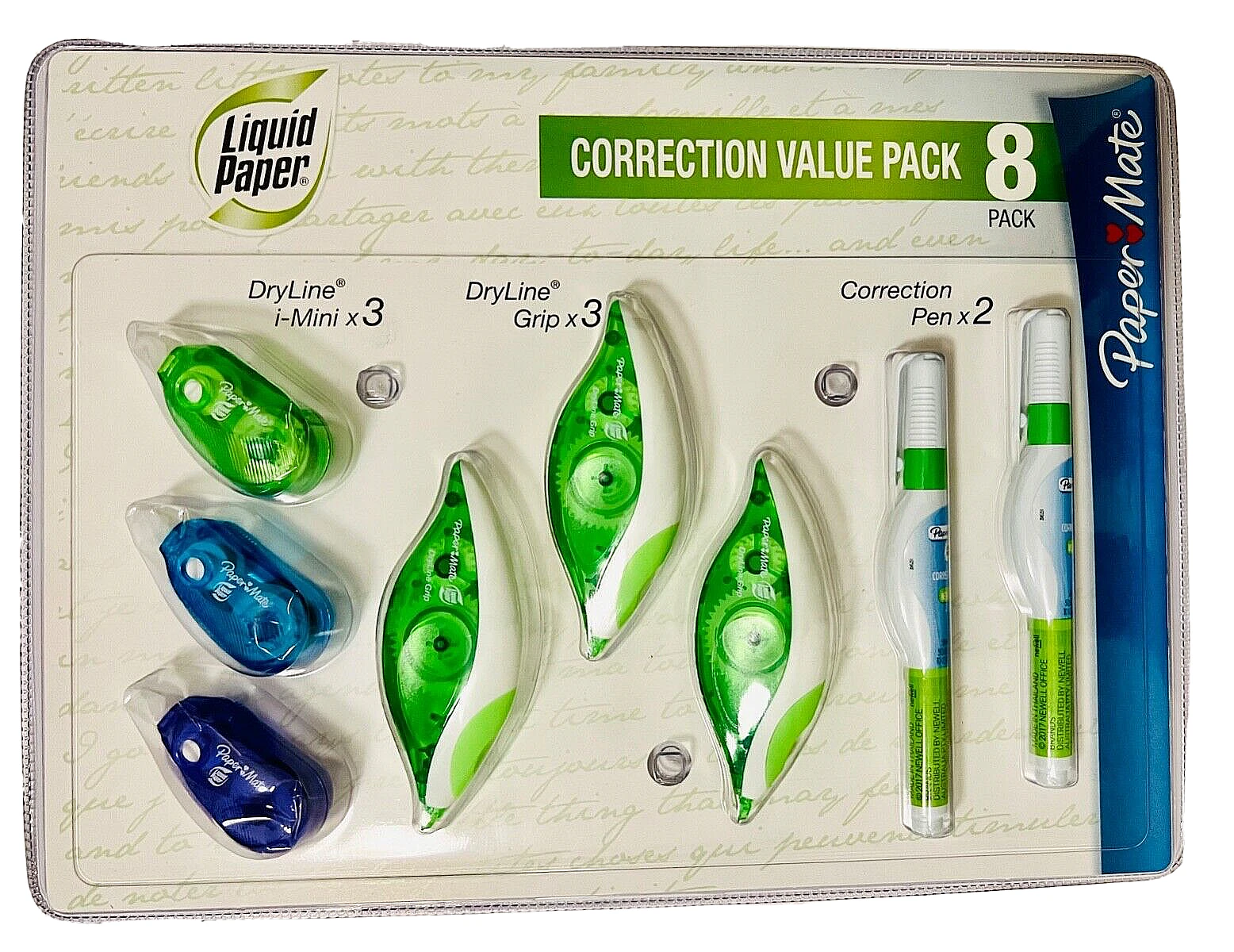 Papermate 3 x Liquid Paper Dryline Grip 2 x Correction Pen Bundle 3 xMini Total 8 pieces