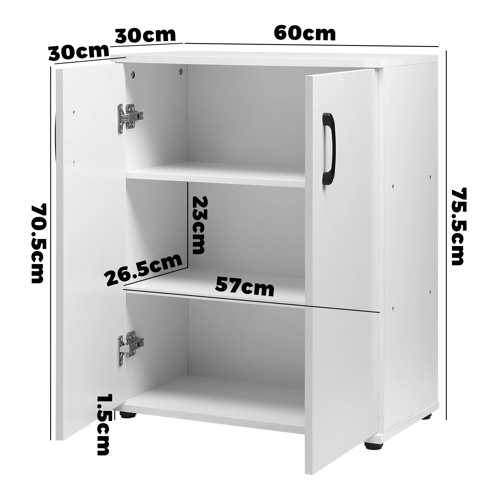 Oikiture Storage Cabinet Bathroom Cabinet Freestanding Cupboard Organiser White