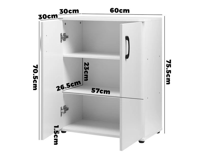 Oikiture Storage Cabinet Bathroom Cabinet Freestanding Cupboard Organiser White