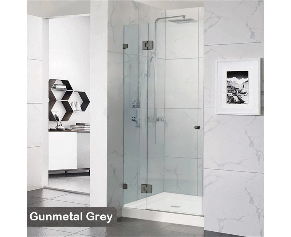 1365*2000mm Wall to Wall Hinge and Door Panel Gun Metal Grey Fittings Frameless Shower Screen