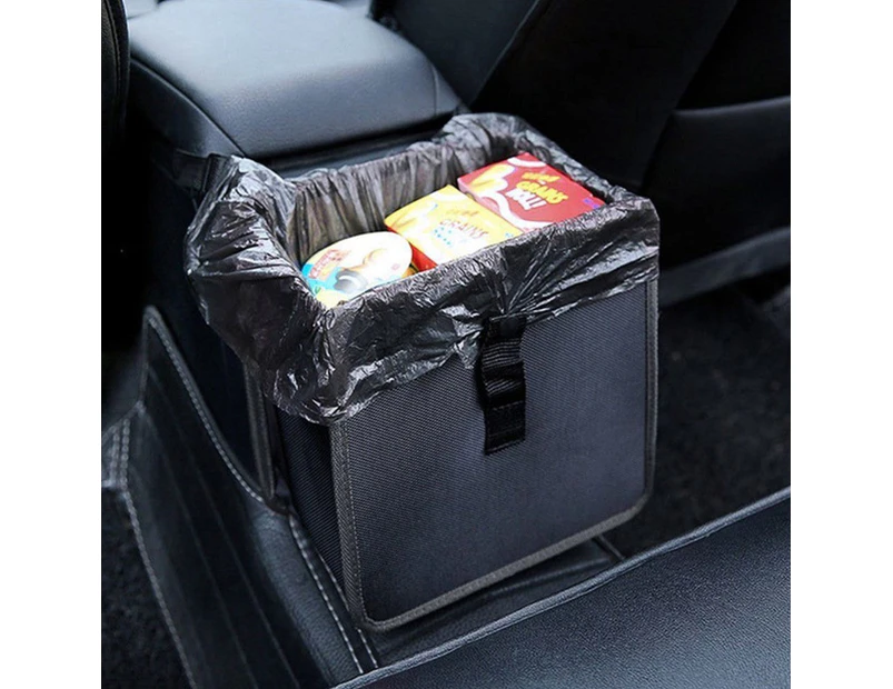 Foldable Car Trash Can Rubbish Bin Garbage Bag Hanging Car Storage Bag - S