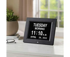 8inch LED Dementia Digital Calendar Clock Alarm Extra Large Day/Week/Month/Year - Black