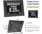 8inch LED Dementia Digital Calendar Clock Alarm Extra Large Day/Week/Month/Year - Black