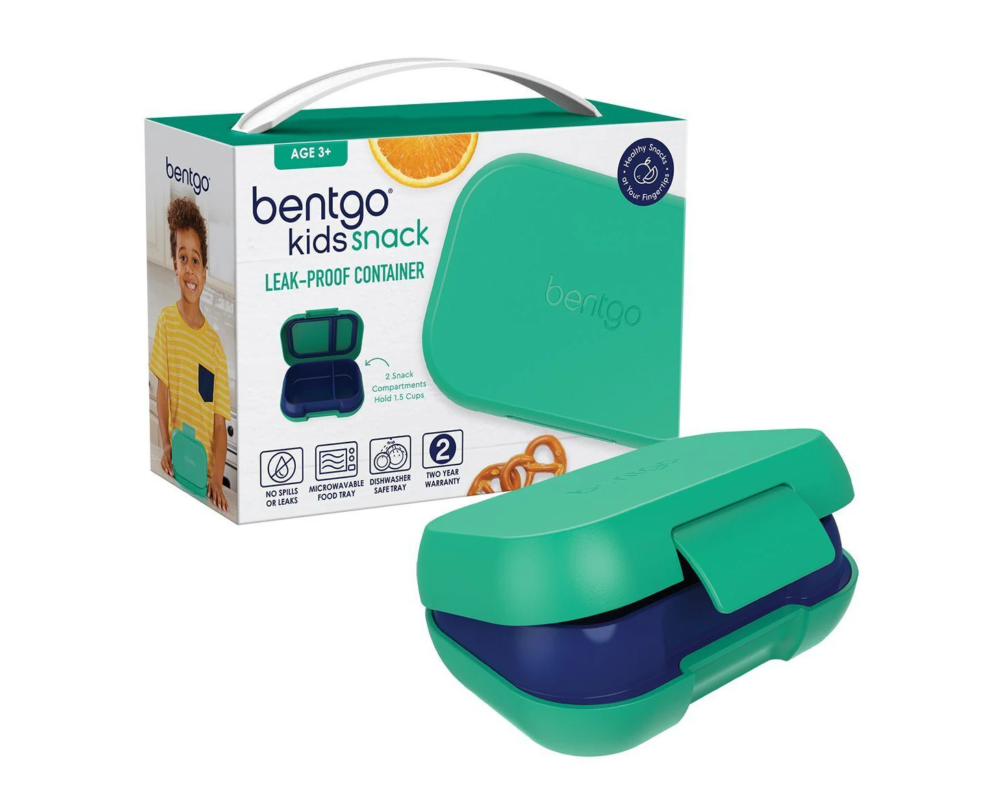 Bentgo Kids Snack Chill Leak-Proof Bento Food Container School Picnic Green/Blue