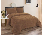 Ramesses Fluffy Soft Teddy Fleece 3pc Comforter Set | Ultra Warm Bedding Fluffy Comforter | 4 Sizes - 6 Colours - Camel