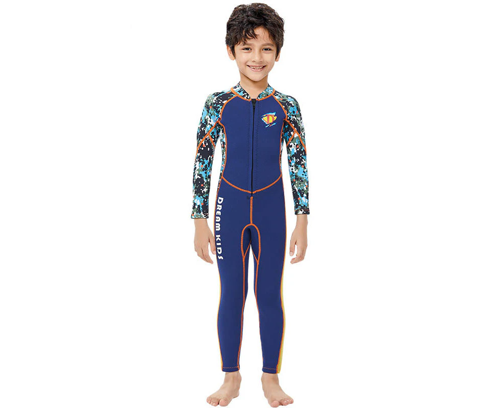 Mr Dive 2.5mm Kids Wetsuit Keep Warm One Piece Long Sleeves-Blue