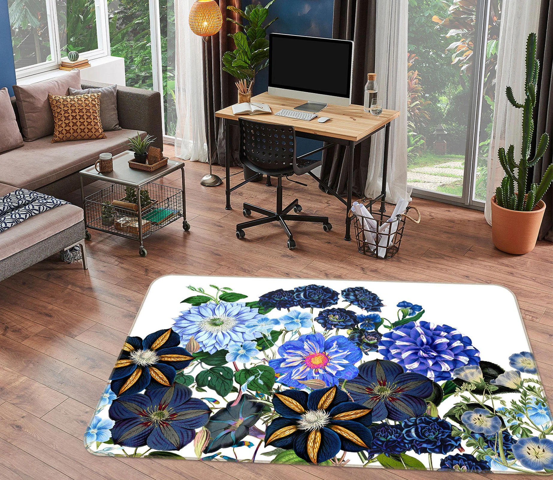 3D Blue Peony 074 Uta Naumann Game Non Slip Rug Mat Photo Carpet