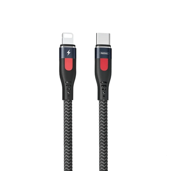 Remax Lesu Pro RC-188I PD 20W Type-C to Lightning Fast Charging & Data Cable - 1M, 5A, for iPhone & iPad, 480Mbps - Aluminum Alloy Braid