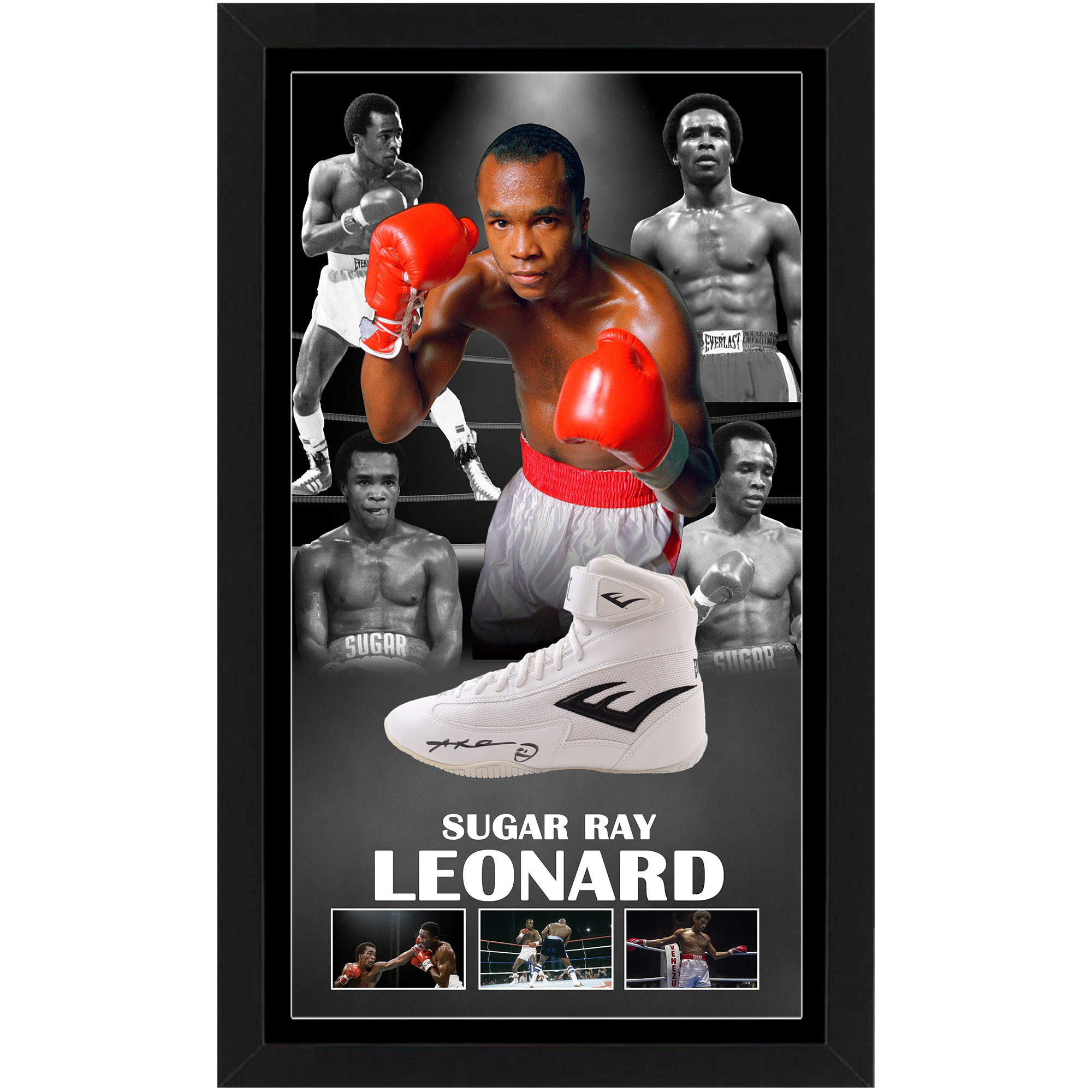 Boxing - Sugar Ray Leonard Signed & Framed Boxing Shoe (PSA/DNA COA)