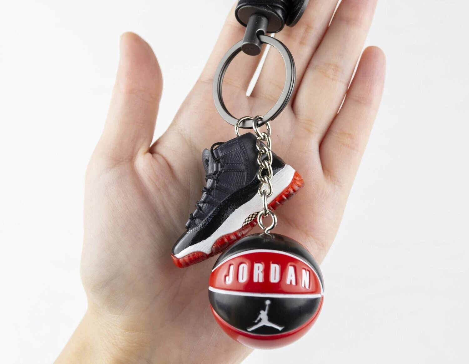 Air Jordan 11 3D mini sneaker keyring with basketball