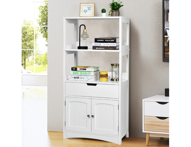 Giantex Storage Cabinet Display Shelf Cupboard Wooden Organiser Bathroom White