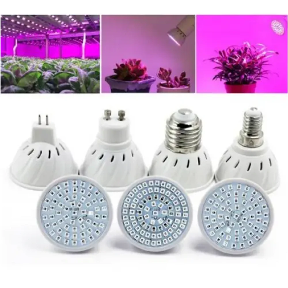 Led Plant Growth Bulb 220Vfor Succulent Green Leaf Potted White Gu10 80Leds