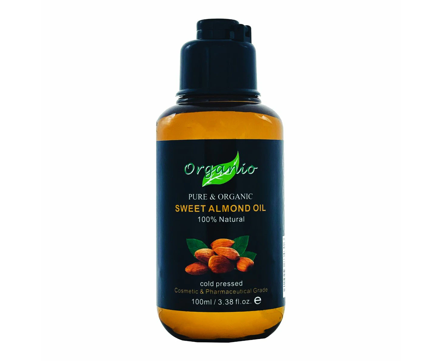 ORGANIC SWEET ALMOND OIL, COLD-PRESSED, 100% PURE, NATURAL (Cosmetic & Pharmaceutical  grade) - 100ml, Without Pump