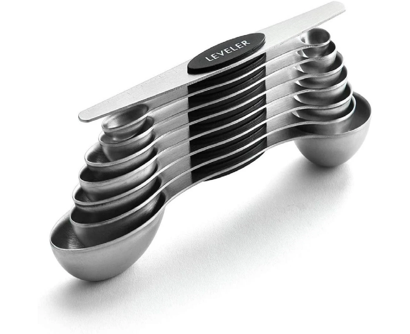 Magnetic Measuring Spoons Set, Dual Sided, Stainless Steel, Fits in Spice Jars, Set of 8