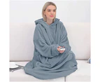 Hoodie Blanket Oversized Wearable Throw Blanket for Men and Women-Beige