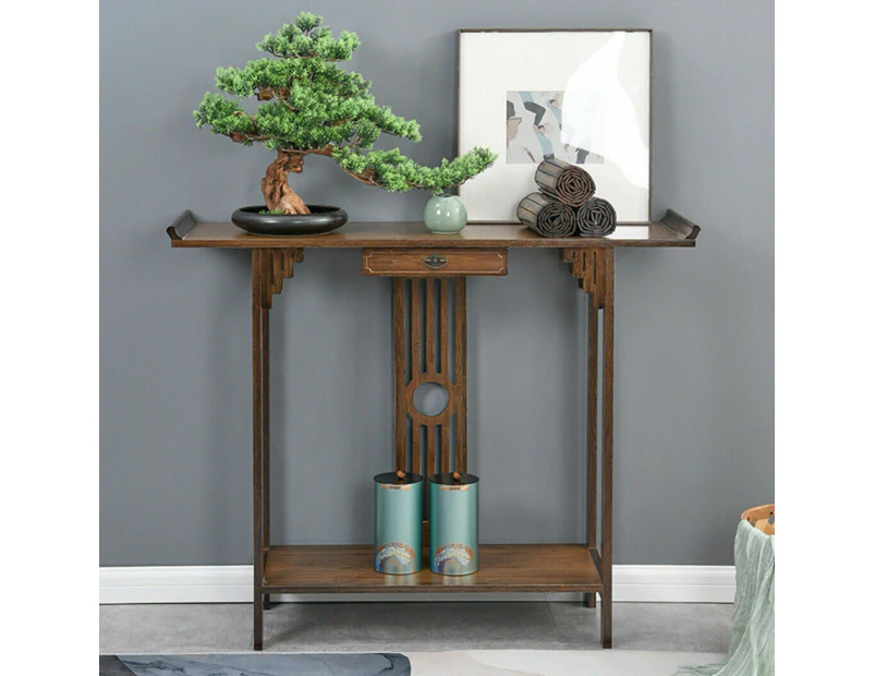 Vintage Hall Console Table Accent Table Entryway with Drawer Storage Shelf Wood