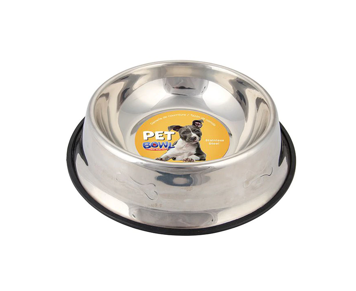 2x Large Stainless Steel Pet Feeding Bowl 900mL Dog Puppy Food Water Dish Feeder