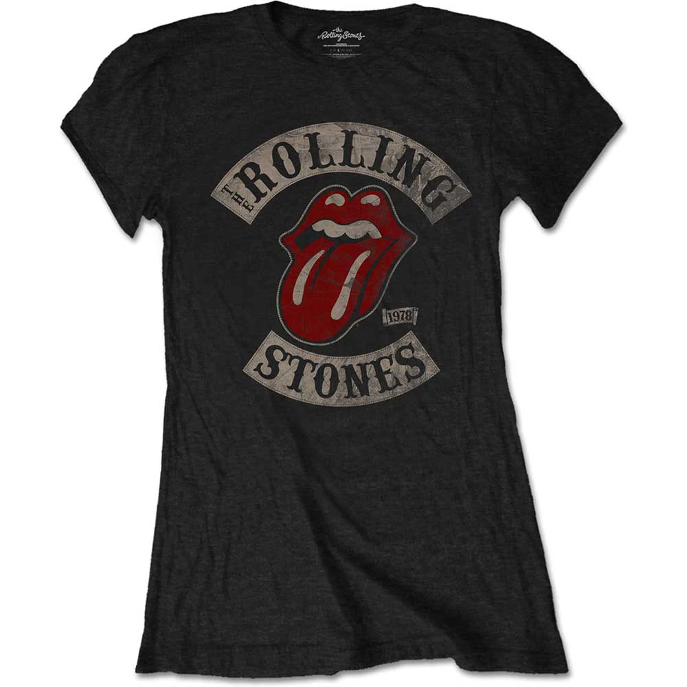 Rolling Stones 'Tongue Patch 1978' (Black) Womens Fitted T-Shirt