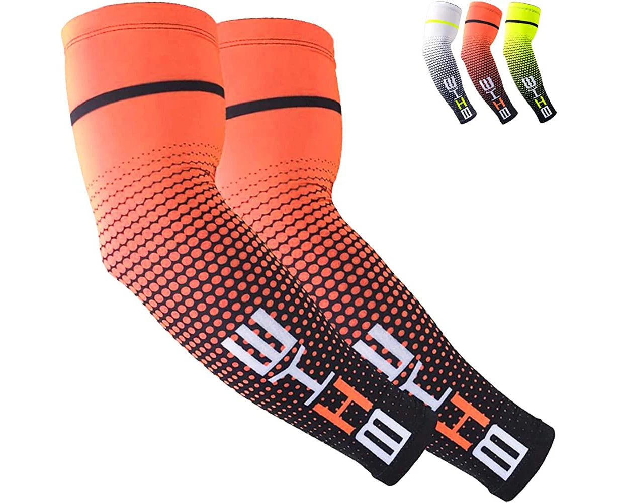 UV Sun Protection Cooling Compression Sleeves Arm Sleeves Men Women （1pair） - Medium