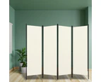 Room Divider Cream Freestanding Dressing Privacy Screen Partition 4 Panel Fabric