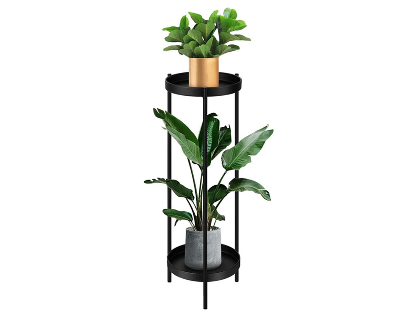 2 Tiers Metal Plant Stand, Flower Pots Shelf Indoor Outdoor Planter Holder Garden Rack Storage