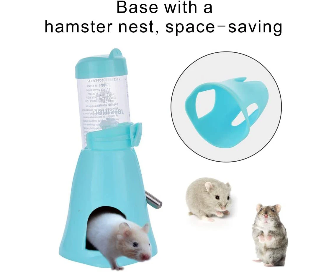 Distributeur d'eau pour Petits Animaux, Hamster, Cochon d'Inde, Lapin, Rat, Furet, Gerbille, Chinchilla, 125ml, bleu