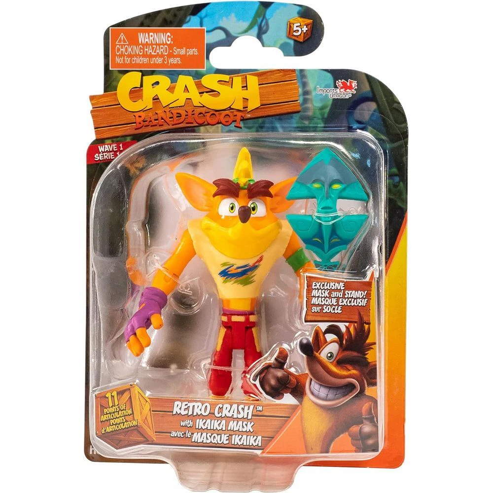 Crash Bandicoot Action Figure Retro Crash With Ika Ika Mask