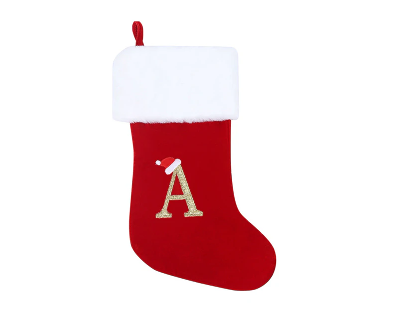 Christmas Stocking Nordic Letter Print Exquisite Workmanship Alphabet Letters Christmas Stocking for Home-A