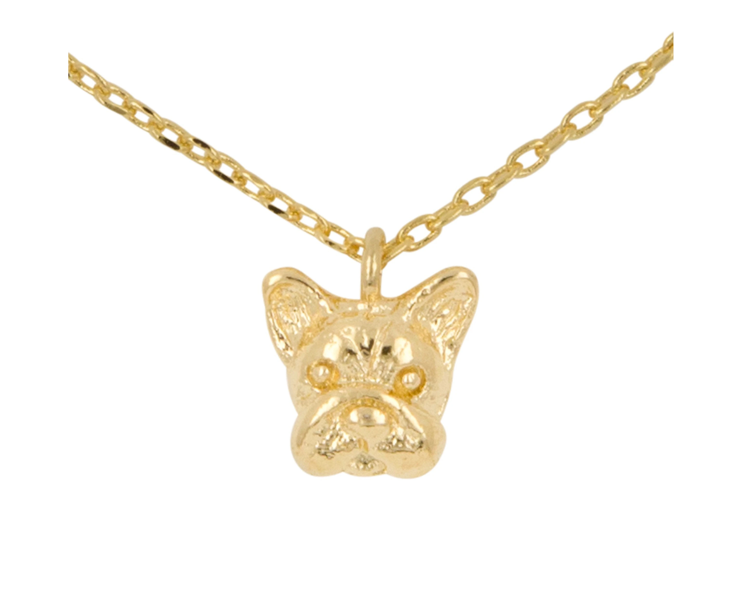 Short Story Necklace French Bulldog Bubble - Gold