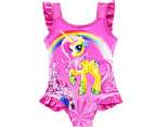 Kids Girls Unicorn Swimwear Swimming Costume Swimsuit Bikini Beachwear - Rose Red