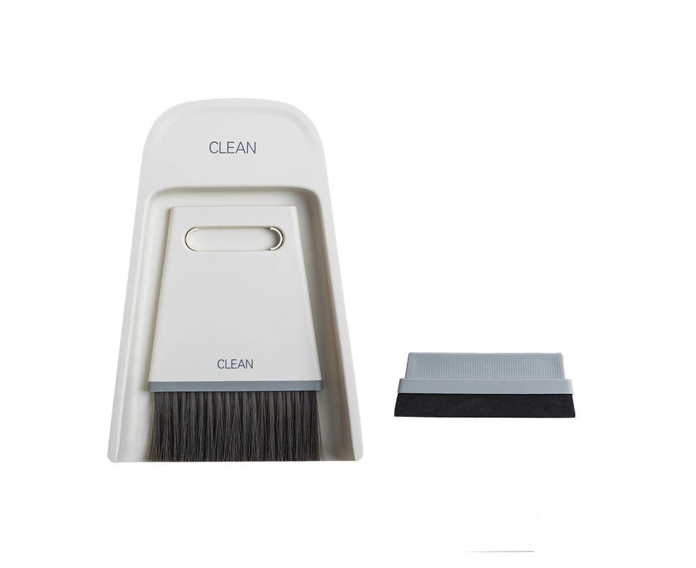 Mini Cleaning Brush Small Broom Dustpans Set - White