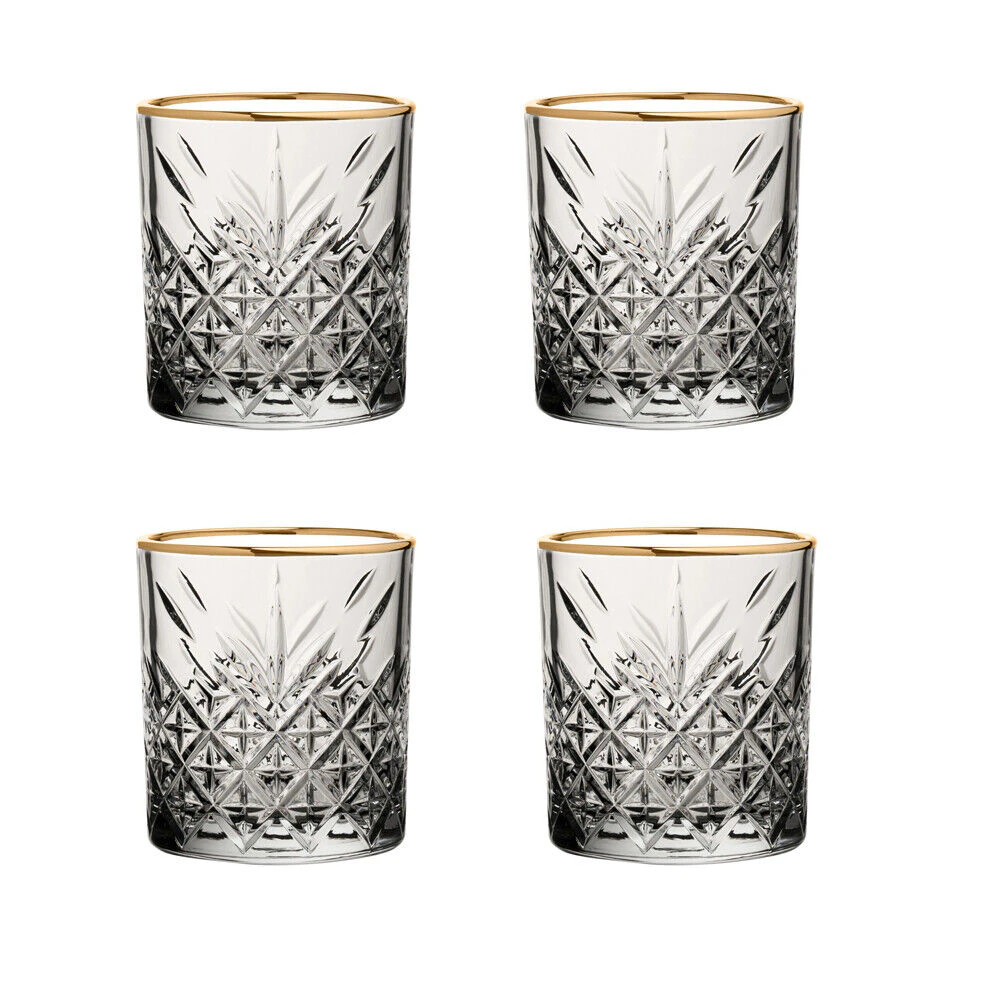 Pasabahce Timeless DOF Tumbler 345ml Set of 4 with Gold Rim