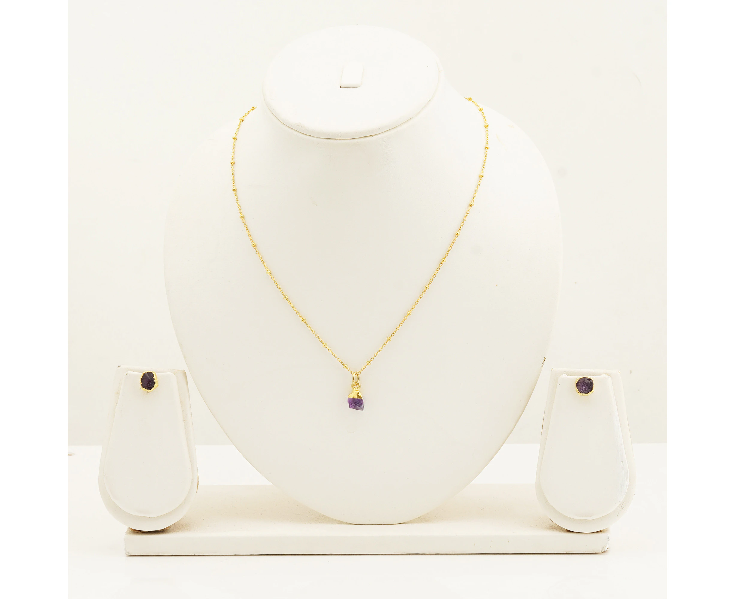 Handmade Amethyst Set in its Natural form Gold Plated