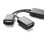 USB Type-C Male to Dual USB Type-A Female Converter Cable USB-C HUB OTG Adapter Cord - Black