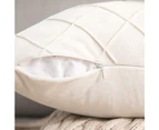 Velvet Throw Pillow Square Soft Couch Pillows Set of 2 (Inserts + Pillow Covers,Cream White)