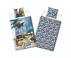 Lego City Helicopter Kids Quilt Cover Set - Single Bed Size