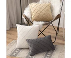 Velvet Throw Pillow Square Soft Couch Pillows Set of 2 (Inserts + Pillow Covers,Cream White)