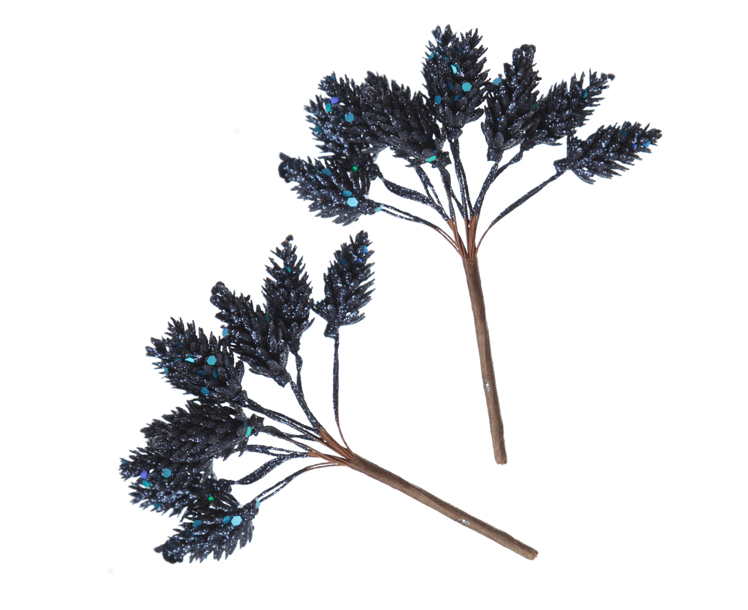 Blue Glitter Pinecone Clusters - Set of 2