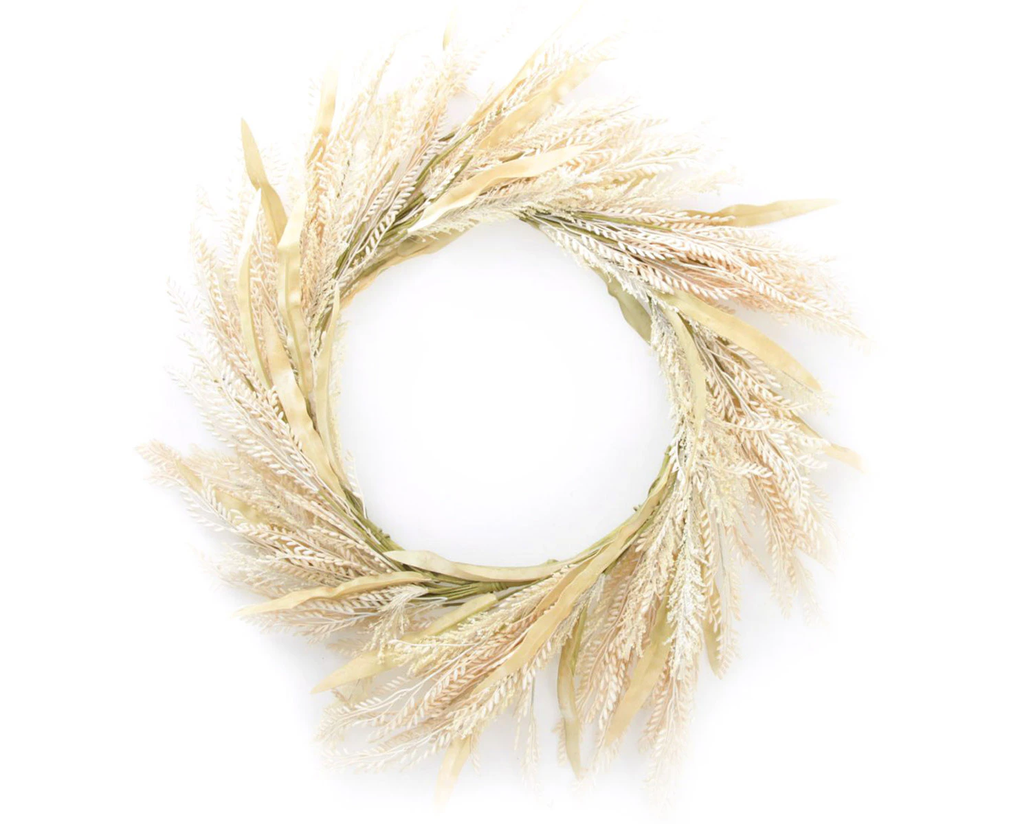 Natural Wheat and Leaves Christmas Wreath