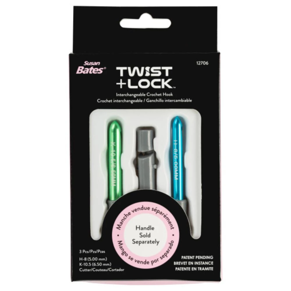 Susan Bates Twist + Lock Intchg Crochet Hook Component Set Sizes H8/5mm and K10.5/6.5mm*