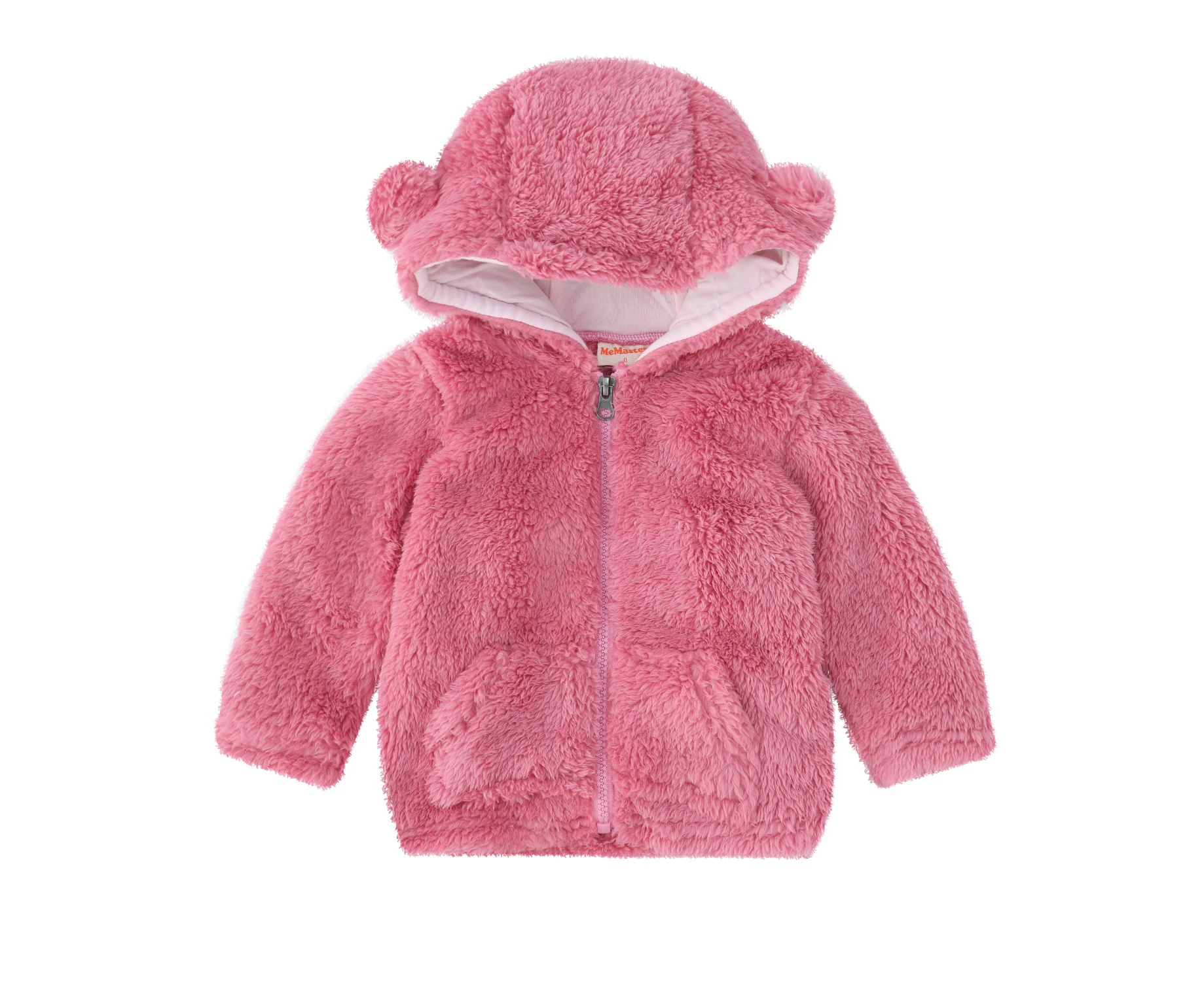 BABY GIRLS BEAR HOODED FLEECE JACKET - Pink