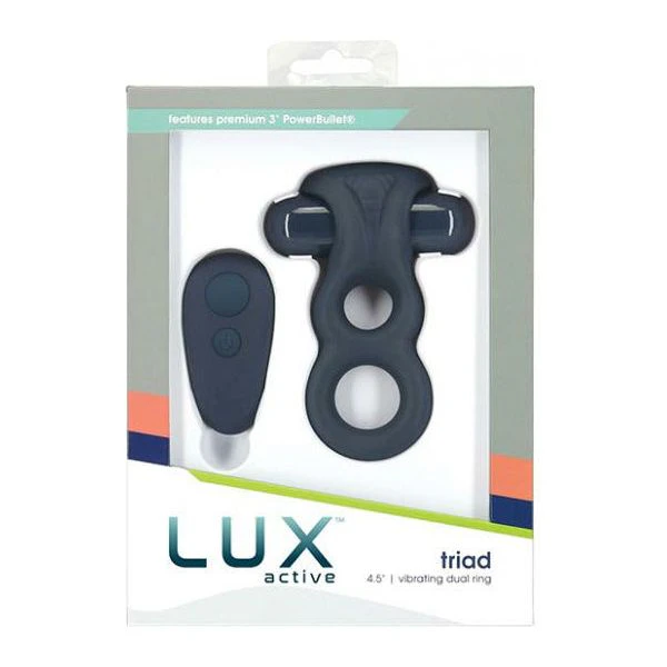 Lux Active Triad 4.5 Vibrating Dual Ring With Remote Dark Blue: The Ultimate Pleasure Enhancer For Couples