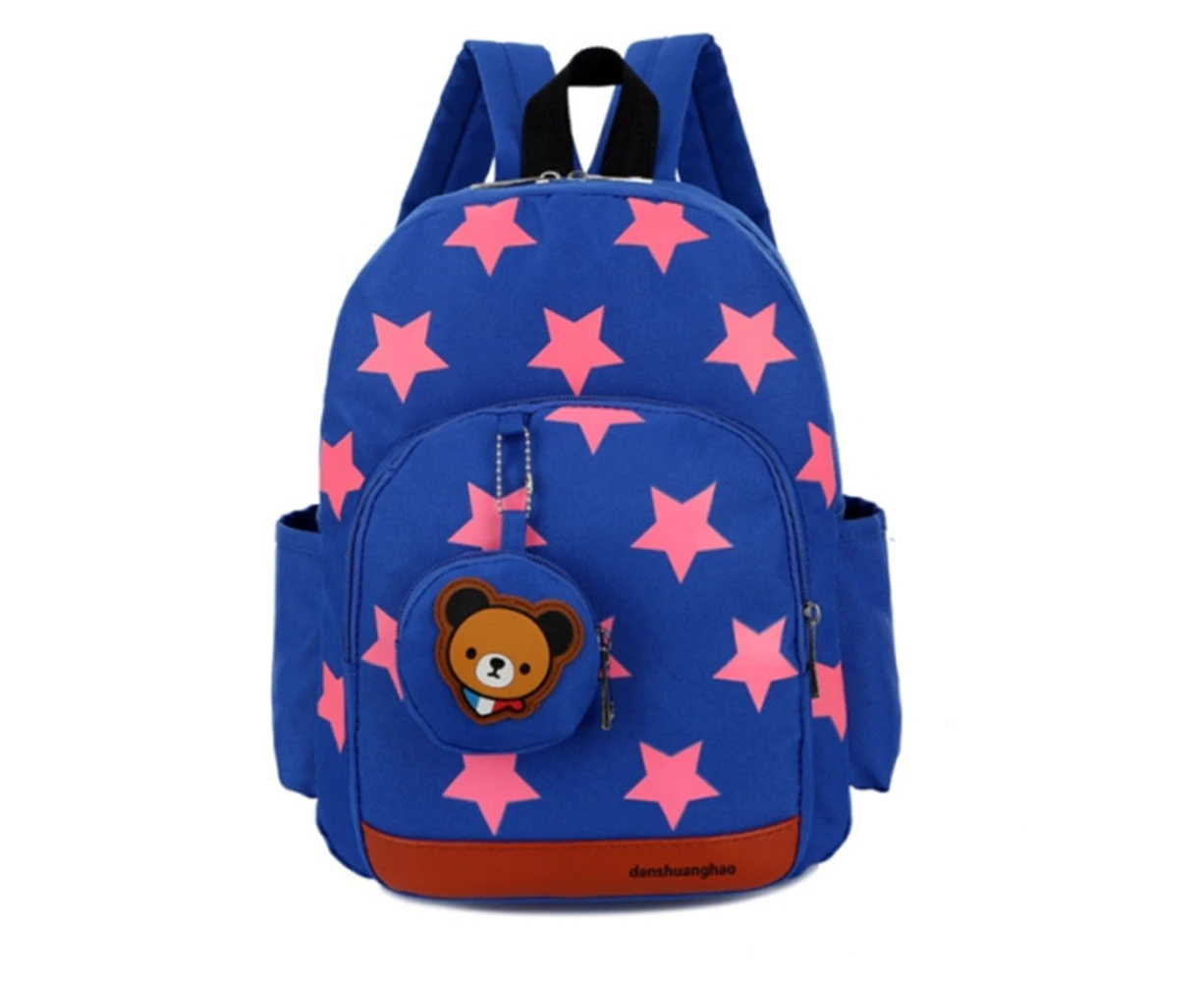 Nylon Stars Printing Kindergarten Children Backpack Schoolbag(Blue)