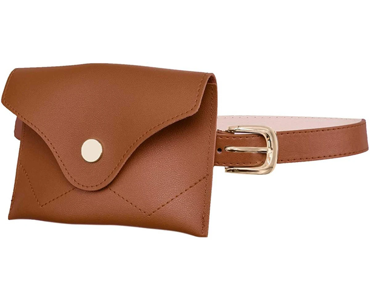 Women Girls Removable Belt with Mini Purse Fanny pack - Tan