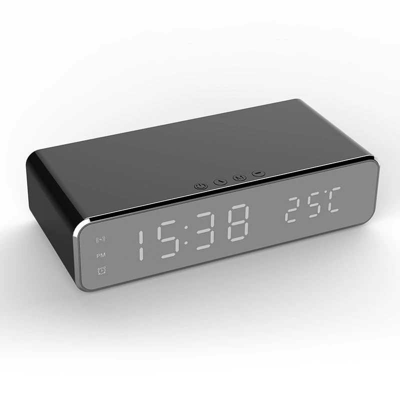 My Best Buy - Wireless Charger LED Alarm Clock, Thermometer For iPhone Huawei Xiaomi Samsung - 5W  Black