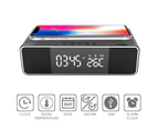 My Best Buy - Wireless Charger LED Alarm Clock, Thermometer For iPhone Huawei Xiaomi Samsung - 15W Black