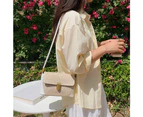 Fashion Women PU Leather Woven Patchwork Shoulder Underarm Bag Casual Ladies Summer Small Flap Handbags (beige)