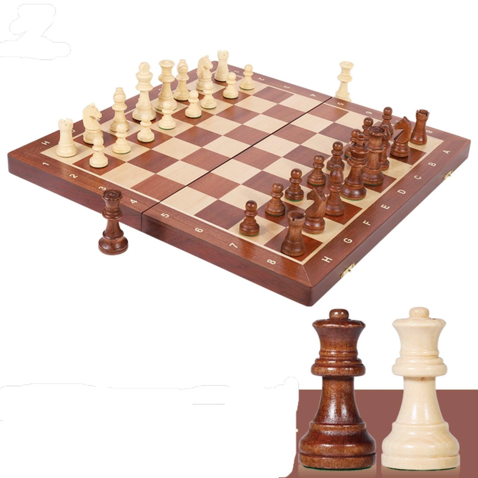 Deluxe 41*41*2.6cm Chess Set Sapele Wooden Timber Folding Chessboard