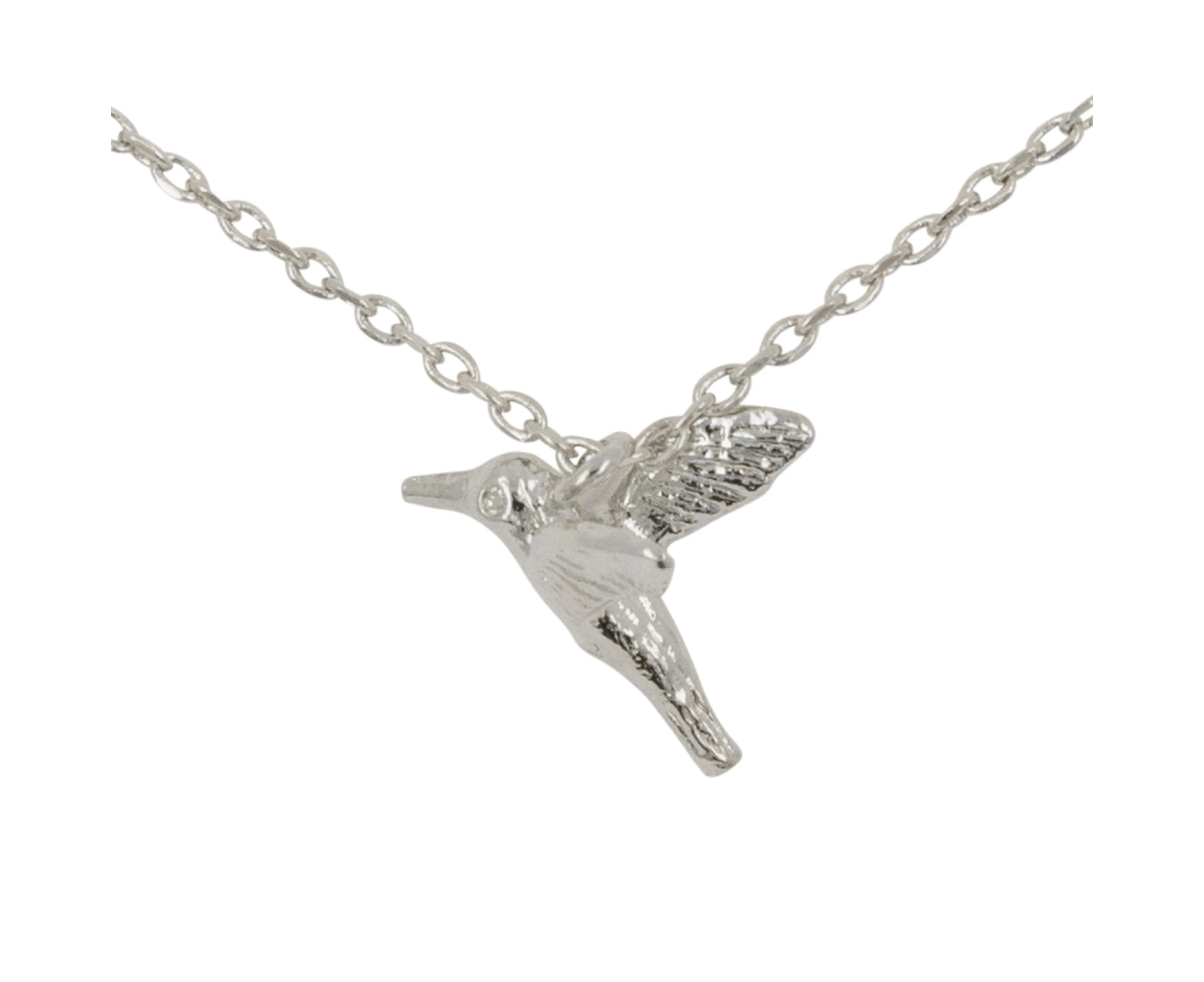 Short Story Necklace Hummingbird Bubble - Silver
